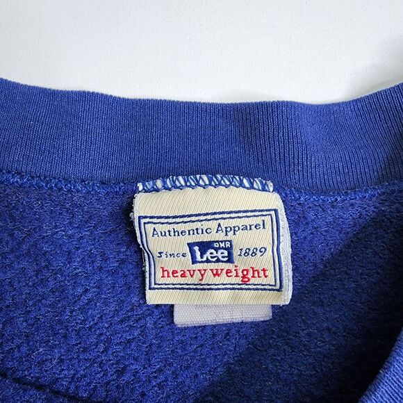 Vintage Lee Heavyweight Sweatshirt Navy Blue Blank Crewneck Size XL - Picture 4 of 7
